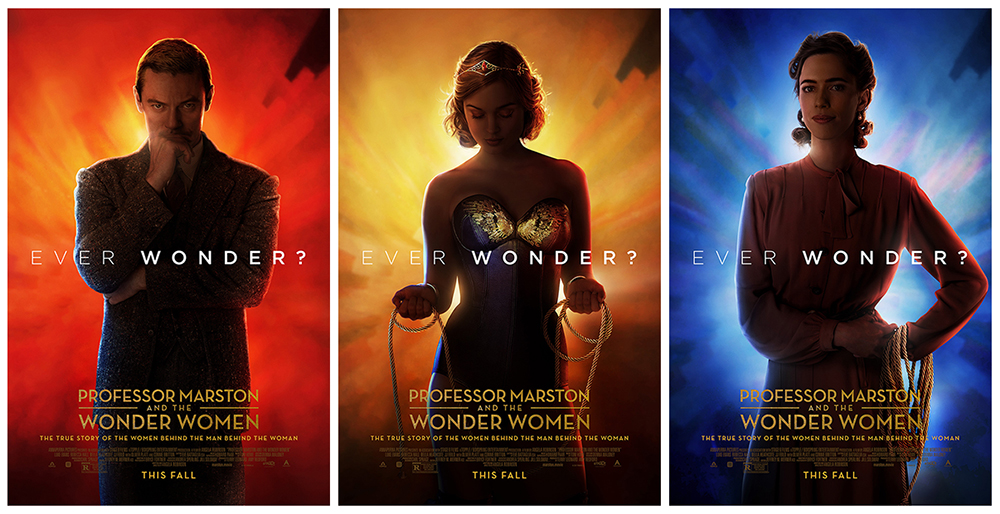 เปิดหน้าโปสเตอร์ตัวละครหลัก “Professor Marston & the Wonder Women” 3 มหัศจรรย์ผู้ให้กำเนิด “วันเดอร์ วูแมน”