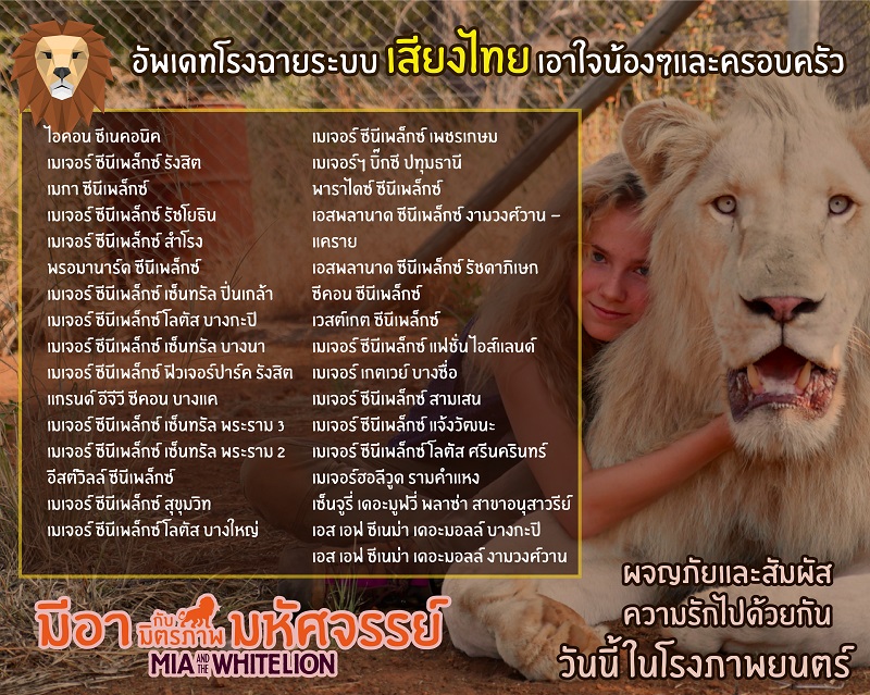ผจญภัยในระบบเสียงไทย “Mia and the White Lion มีอากับมิตรภาพมหัศจรรย์” มอบของขวัญปีใหม่เอาใจน้องๆ และครอบครัว
