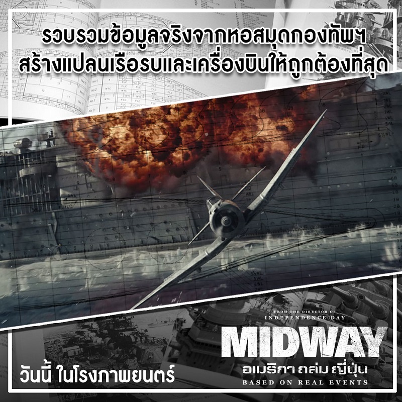 เจาะเกร็ดเบื้องหลัง “Midway อเมริกา ถล่ม ญี่ปุ่น” สร้างดาดฟ้าเรือจริง-ค้นคลังภาพสงคราม-แปลนเครื่องบินสมจริง และอีกเพียบ!